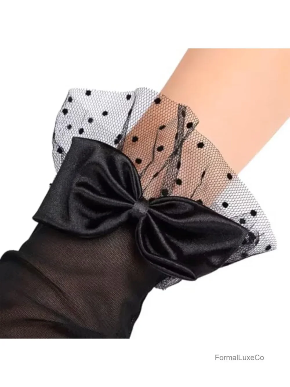 Black Lace Gloves Wedding Tea Party 1950s Accessories Nylon Spandex